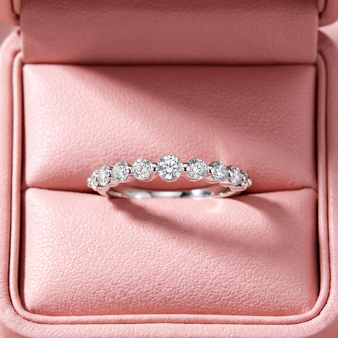 Graduated Bezel Eternity Ring | Moissanite | 925 Sterling Silver | Prm5002
