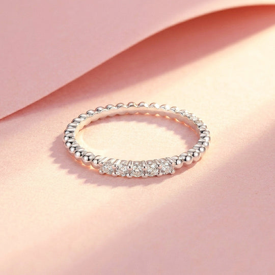 Five-Stone Beaded Band Ring | Moissanite | 925 Sterling Silver | Prm5031