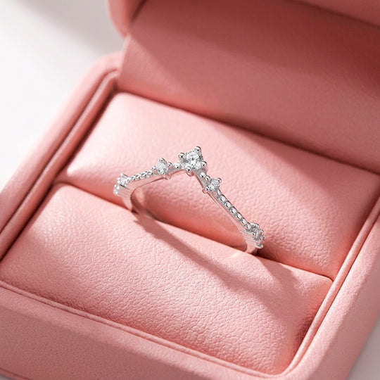 Chevron Wishbone Cluster Ring | Moissanite | 925 Sterling Silver | Prm5009