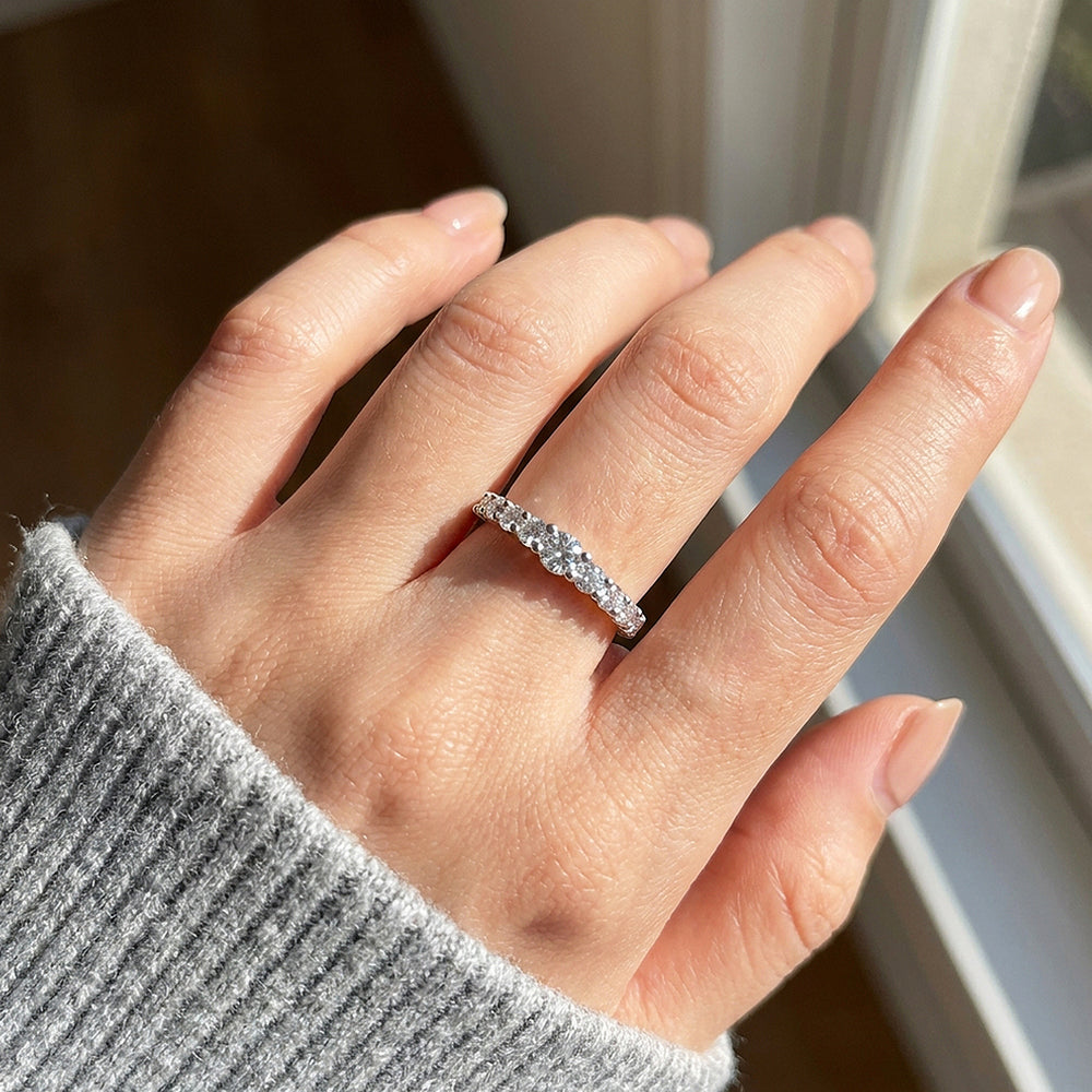 Stacked Stone Moissanite Ring | 925 Sterling Silver | Prm5010