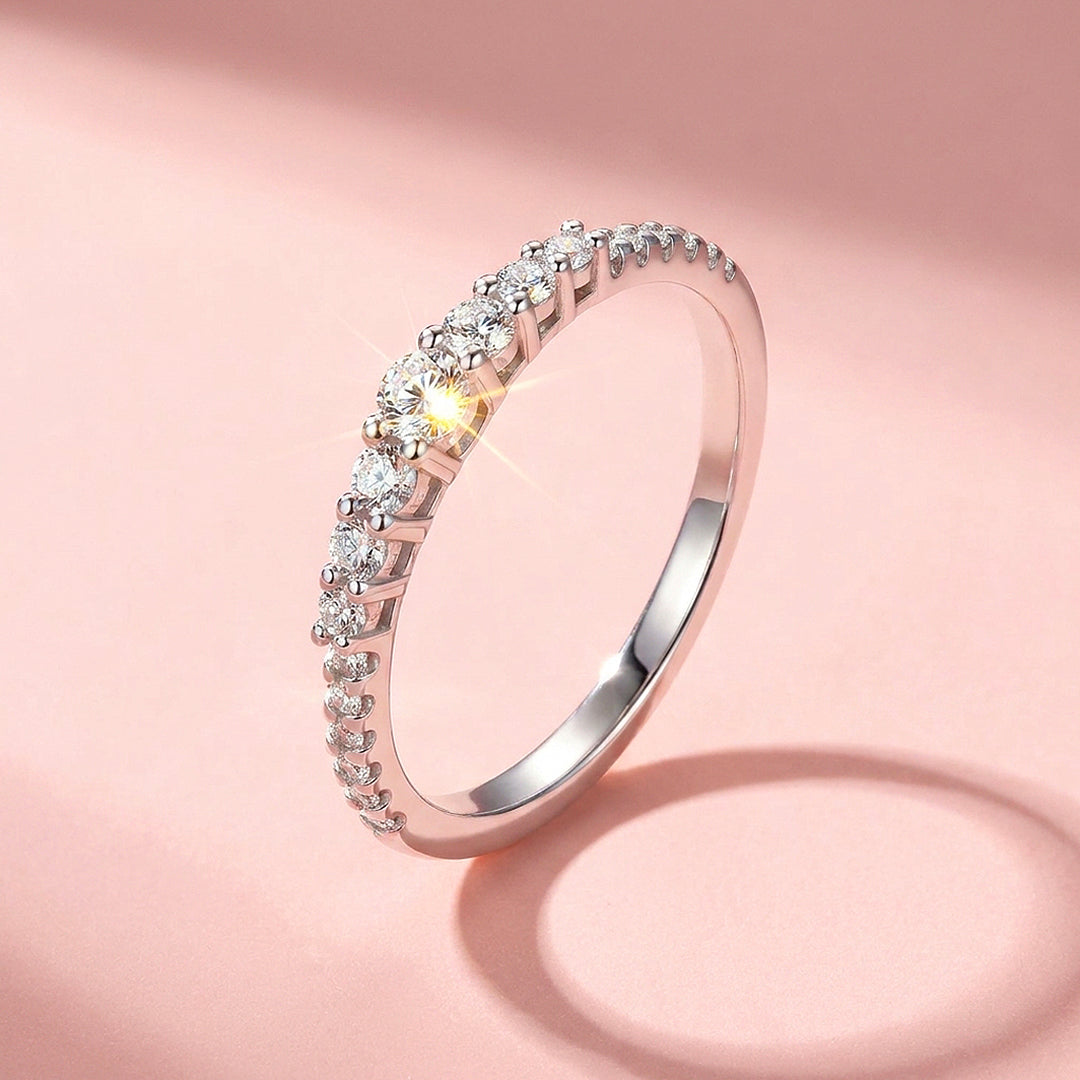 Stacked Stone Moissanite Ring | 925 Sterling Silver | Prm5010