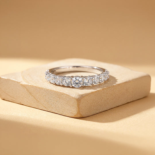 Stacked Stone Moissanite Ring | 925 Sterling Silver | Prm5010