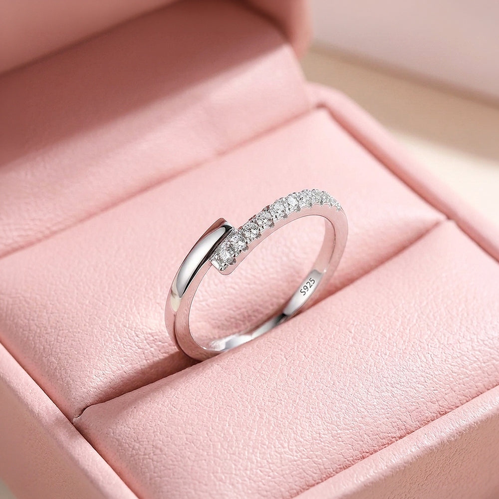 Asymmetric Open Pavé Ring | Moissanite | 925 Sterling Silver | Prm5013