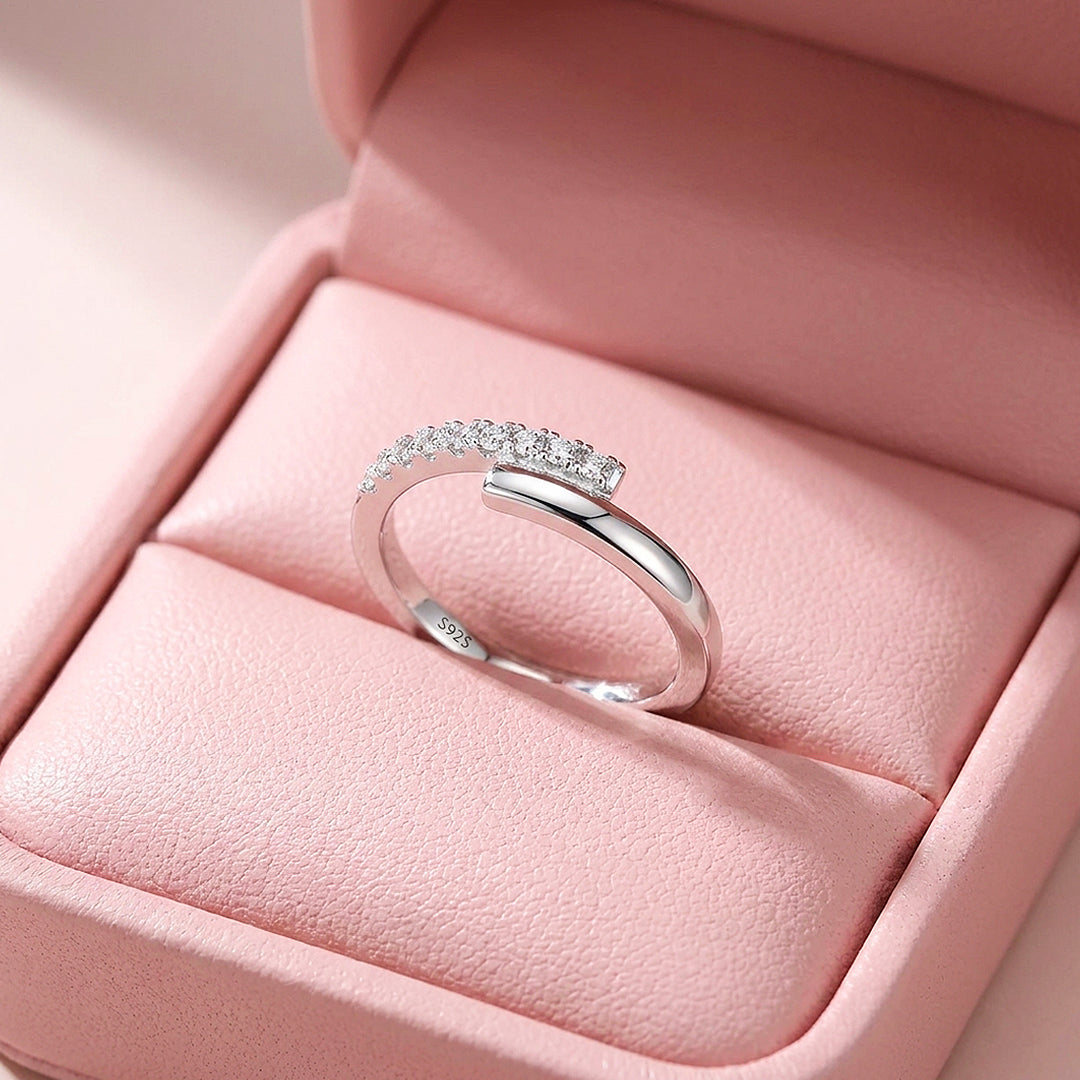 Asymmetric Open Pavé Ring | Moissanite | 925 Sterling Silver | Prm5013