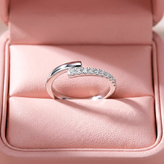 Asymmetric Open Pavé Ring | Moissanite | 925 Sterling Silver | Prm5013