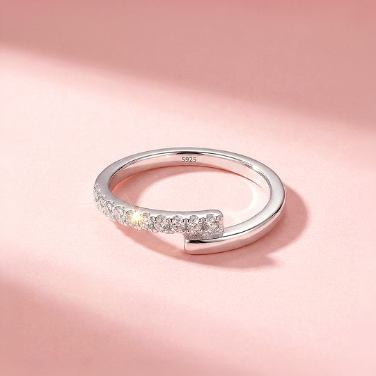 Asymmetric Open Pavé Ring | Moissanite | 925 Sterling Silver | Prm5013