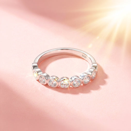 Bubble Bezel Band Ring | Moissanite | 925 Sterling Silver | Prm5014
