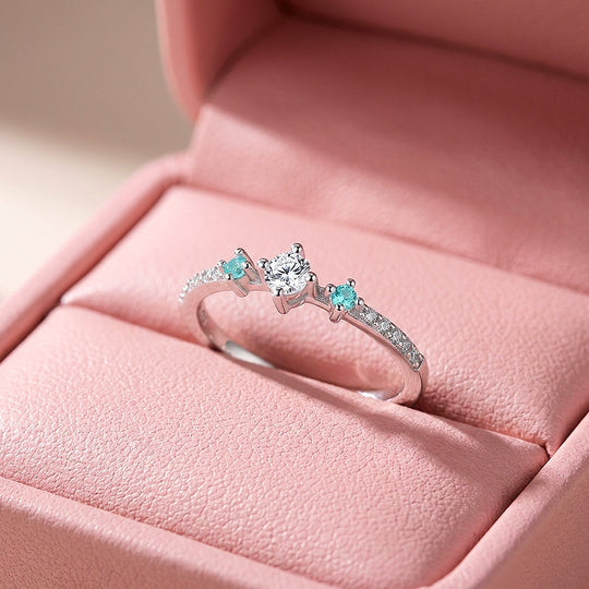 Aquamarine Style Three Stone Ring | Diamond Simulant | 925 Sterling Silver | Prm5017