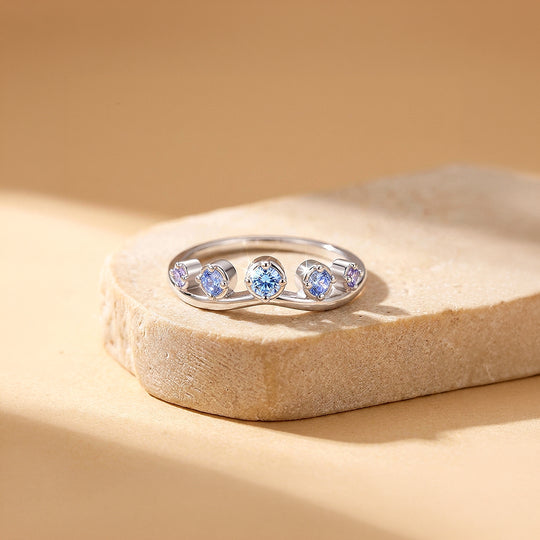 Blue Sapphire Crown Ring | Diamond Simulant | 925 Sterling Silver | Prm5018