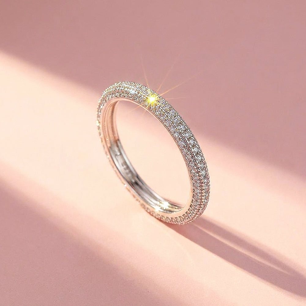 Triple Row Pavé Band Ring | Diamond Simulant | 925 Sterling Silver | Prm5025