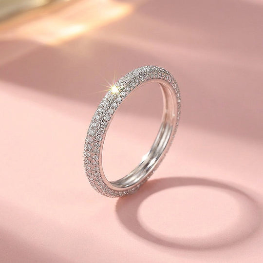 Triple Row Pavé Band Ring | Diamond Simulant | 925 Sterling Silver | Prm5025