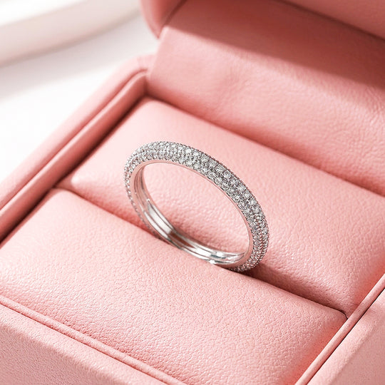 Triple Row Pavé Band Ring | Diamond Simulant | 925 Sterling Silver | Prm5025