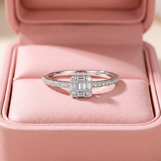 Baguette Cluster Illusion Ring | Diamond Simulant | 925 Sterling Silver | PRM5026