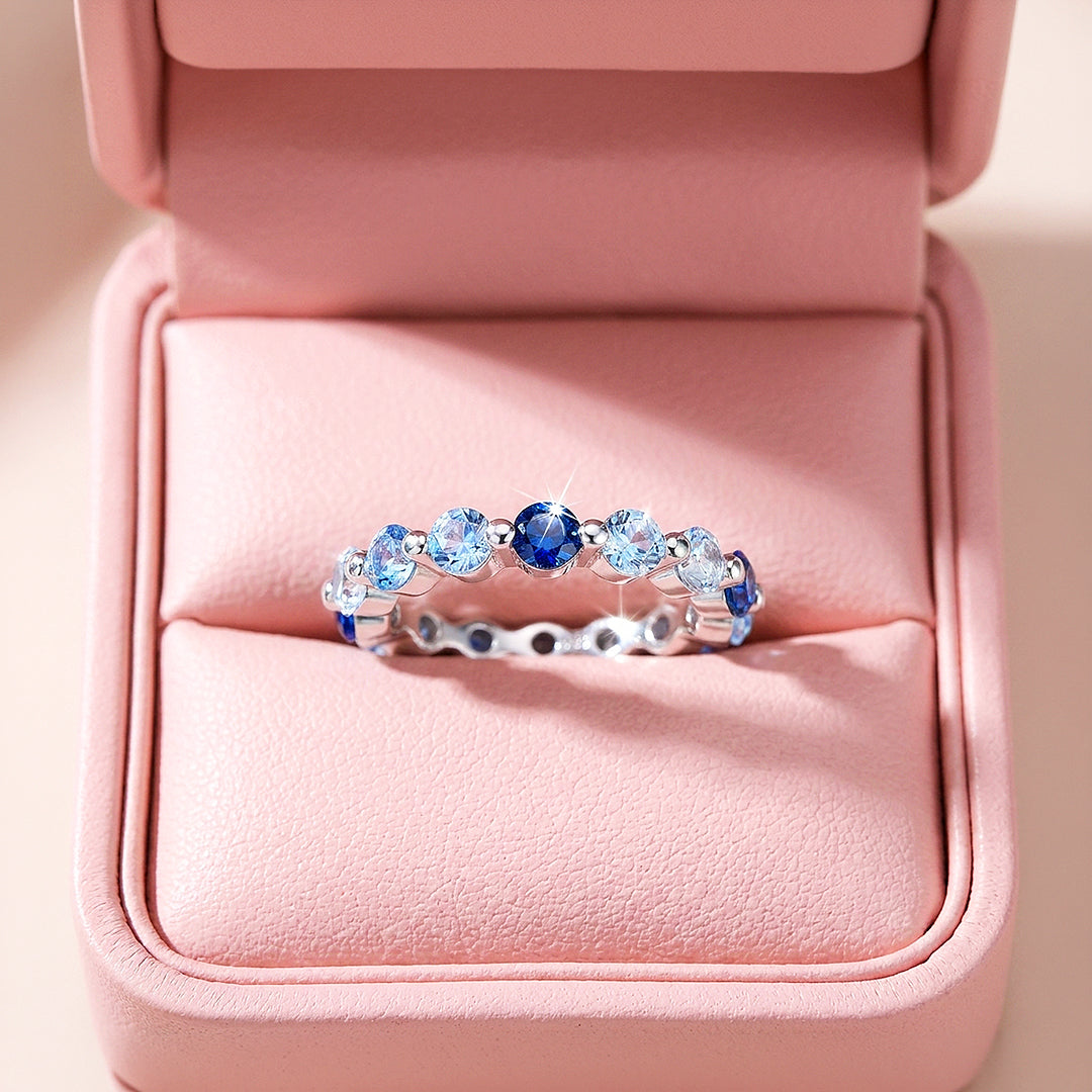 Blue Ombré Eternity Band | Diamond Simulant | 925 Sterling Silver | PRM5028