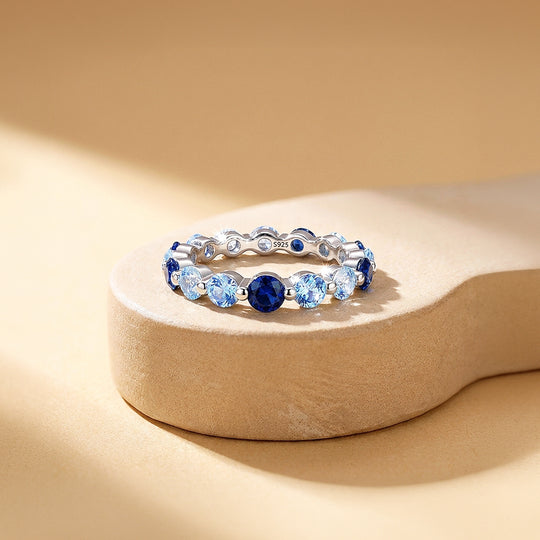 Blue Ombré Eternity Band | Diamond Simulant | 925 Sterling Silver | PRM5028