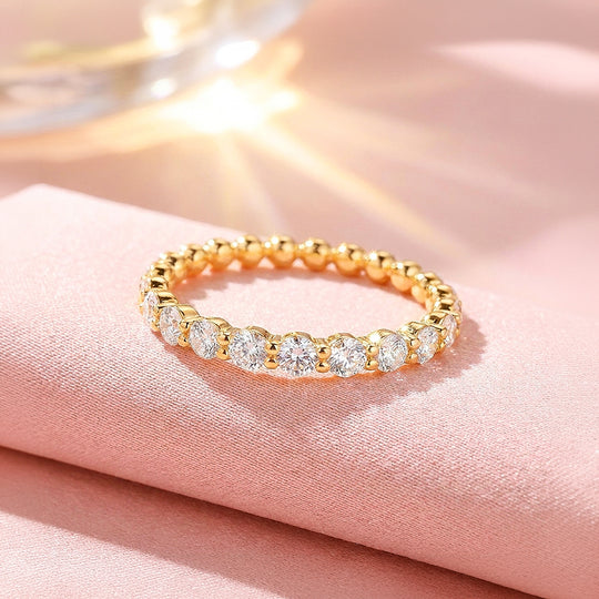 Round Cut Half Eternity Moissanite Gold Women Ring | Prm5039