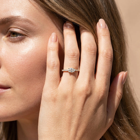 0.5 Carat East-West Oval Moissanite Pavé Band Ring | 925 Sterling Silver | PRM5044