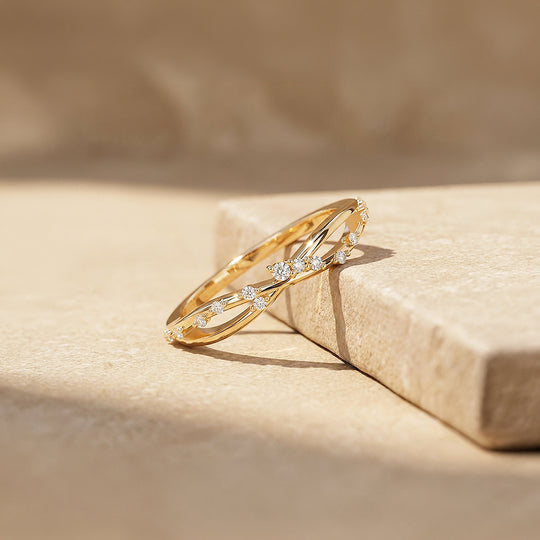 Twisted Moissanite Infinity Band Ring | 925 Sterling Silver | PRM5046