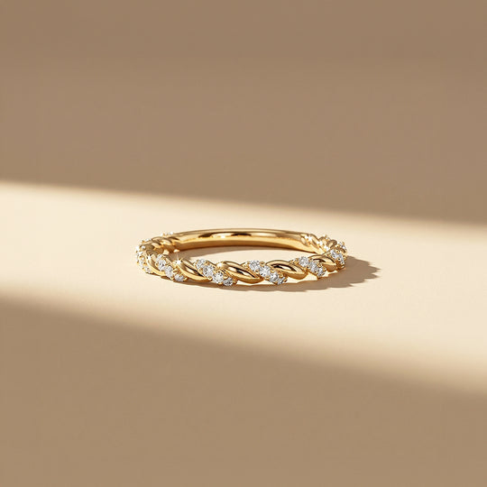 Twisted Moissanite Rope Band Ring | 925 Sterling Silver | PRM5048