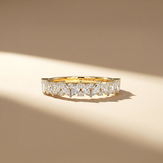 Marquise Cluster Moissanite Band Ring | 925 Sterling Silver | PRM5049