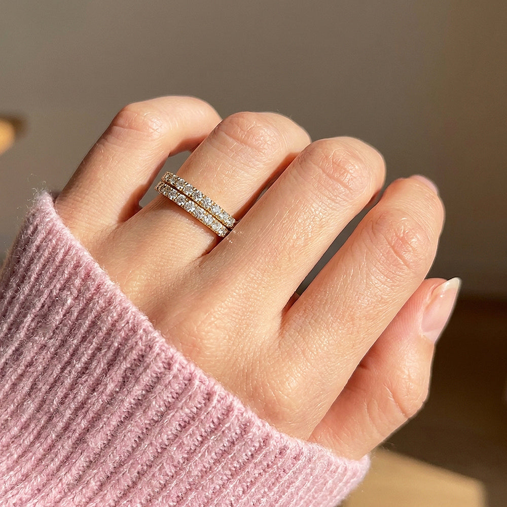 Double-Layer Moissanite Eternity Band Ring | 925 Sterling Silver | PRM5051