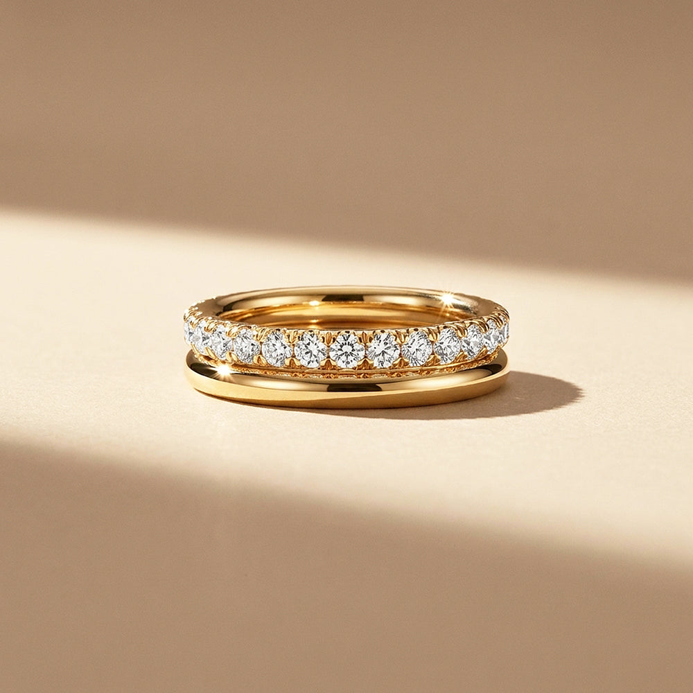 Double-Band Moissanite Eternity Ring | 925 Sterling Silver | PRM5053
