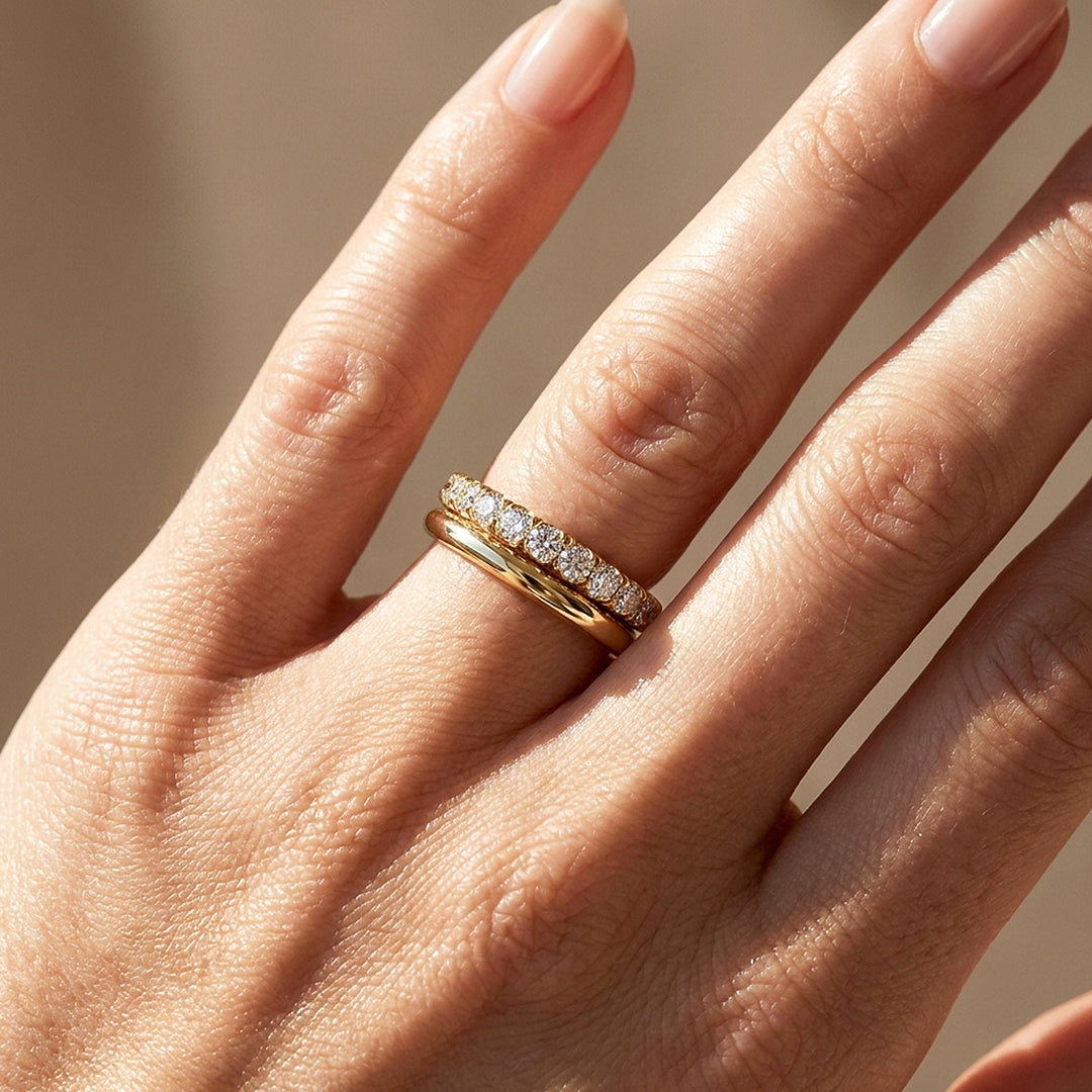 Double-Band Moissanite Eternity Ring | 925 Sterling Silver | PRM5053