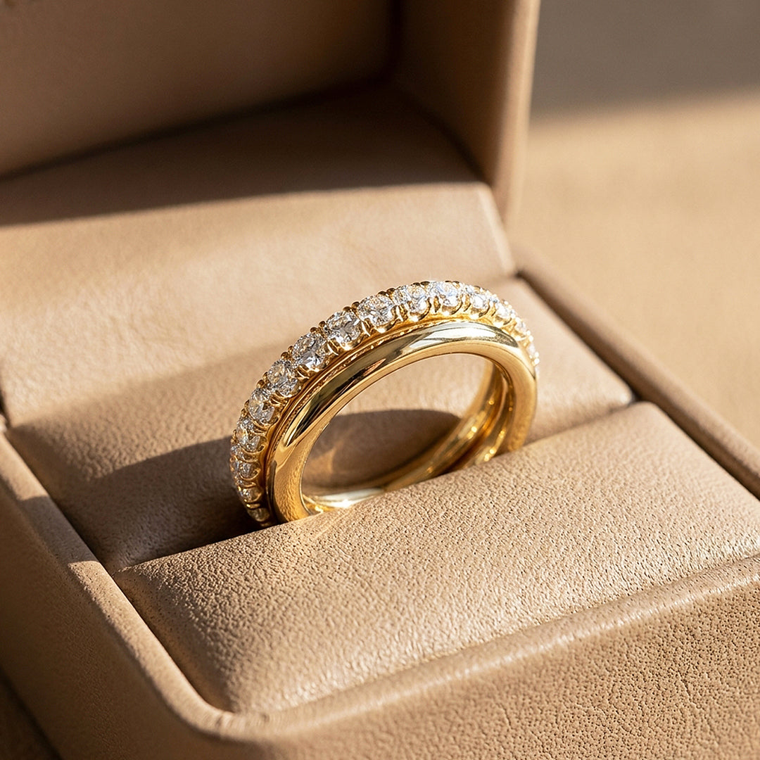 Double-Band Moissanite Eternity Ring | 925 Sterling Silver | PRM5053