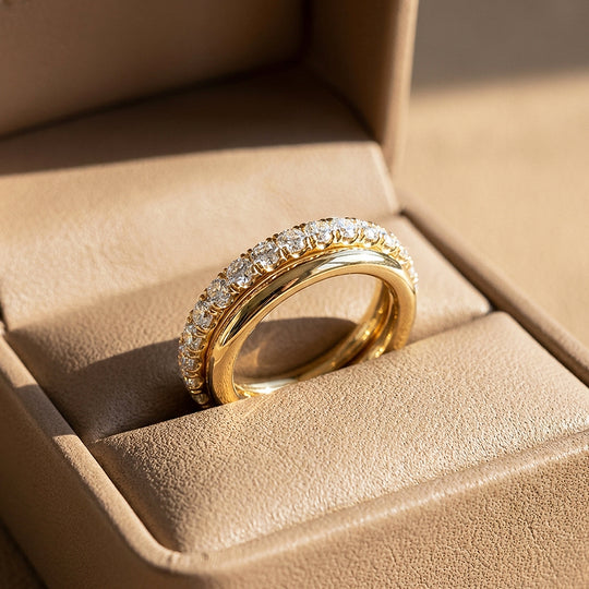 Double-Band Moissanite Eternity Ring | 925 Sterling Silver | PRM5053