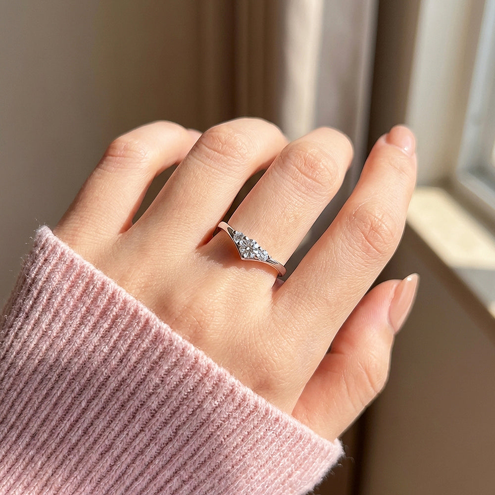V-Shape Wishbone Moissanite Ring | 925 Sterling Silver | PRM7103