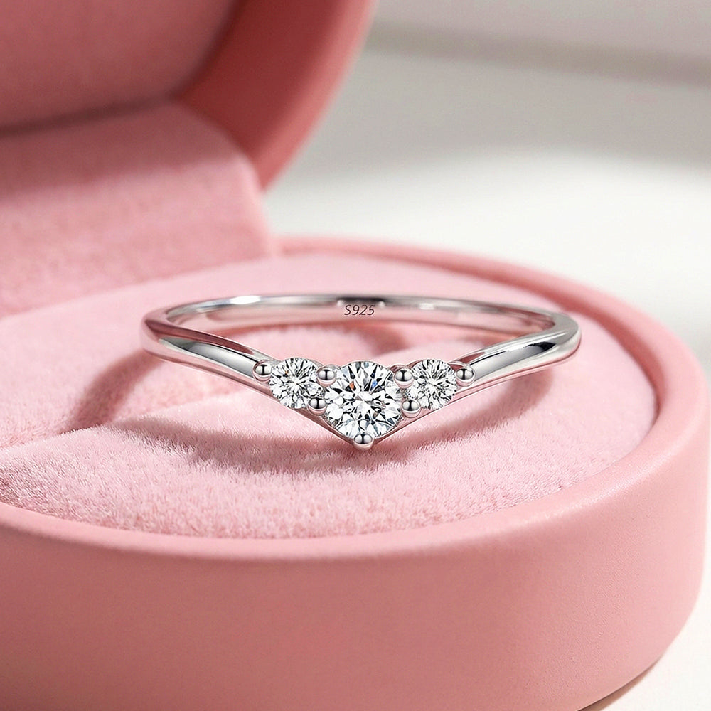 V-Shape Wishbone Moissanite Ring | 925 Sterling Silver | PRM7103