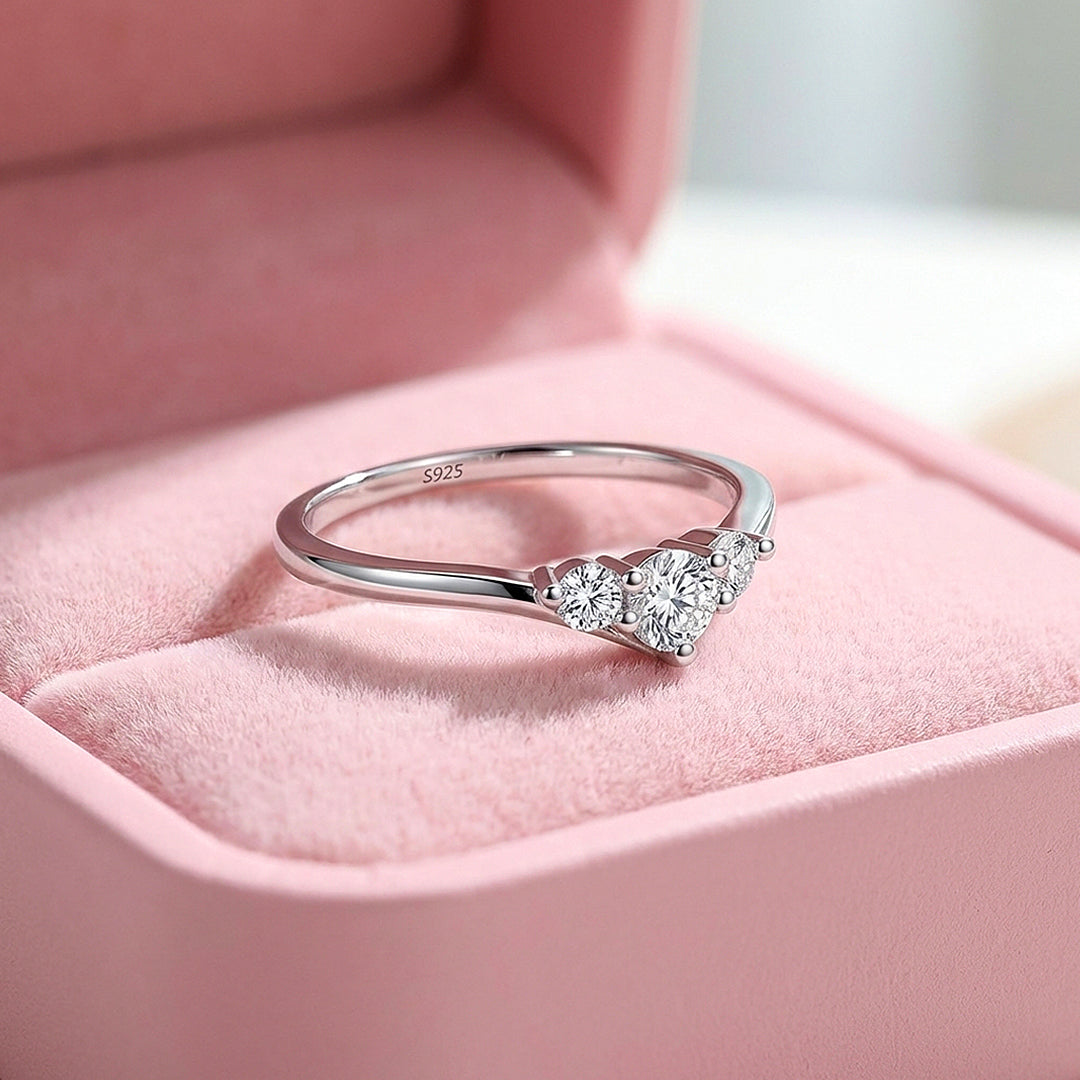V-Shape Wishbone Moissanite Ring | 925 Sterling Silver | PRM7103