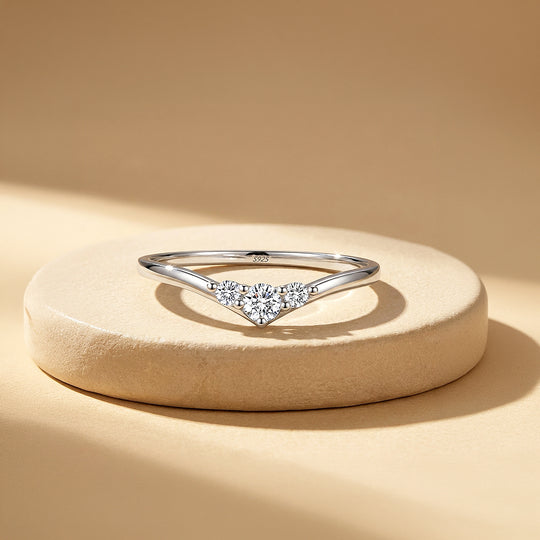 V-Shape Wishbone Moissanite Ring | 925 Sterling Silver | PRM7103