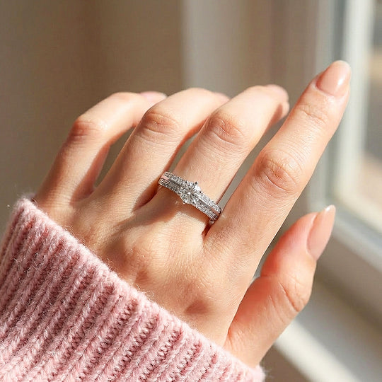 Round Brilliant Pavé Moissanite Ring | 925 Sterling Silver | PRM7105