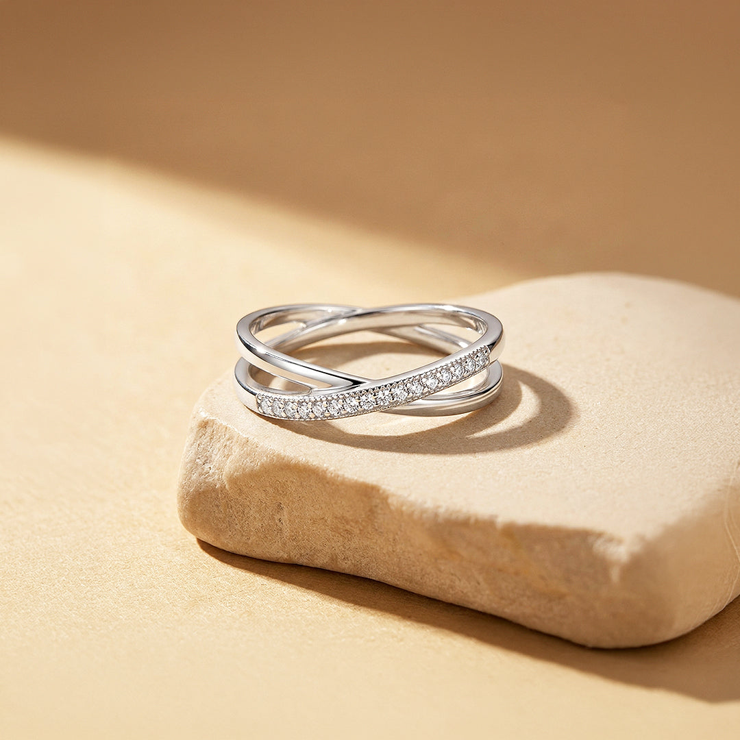 Triple Interlocking Cross Band | 925 Sterling Silver | Prm7106