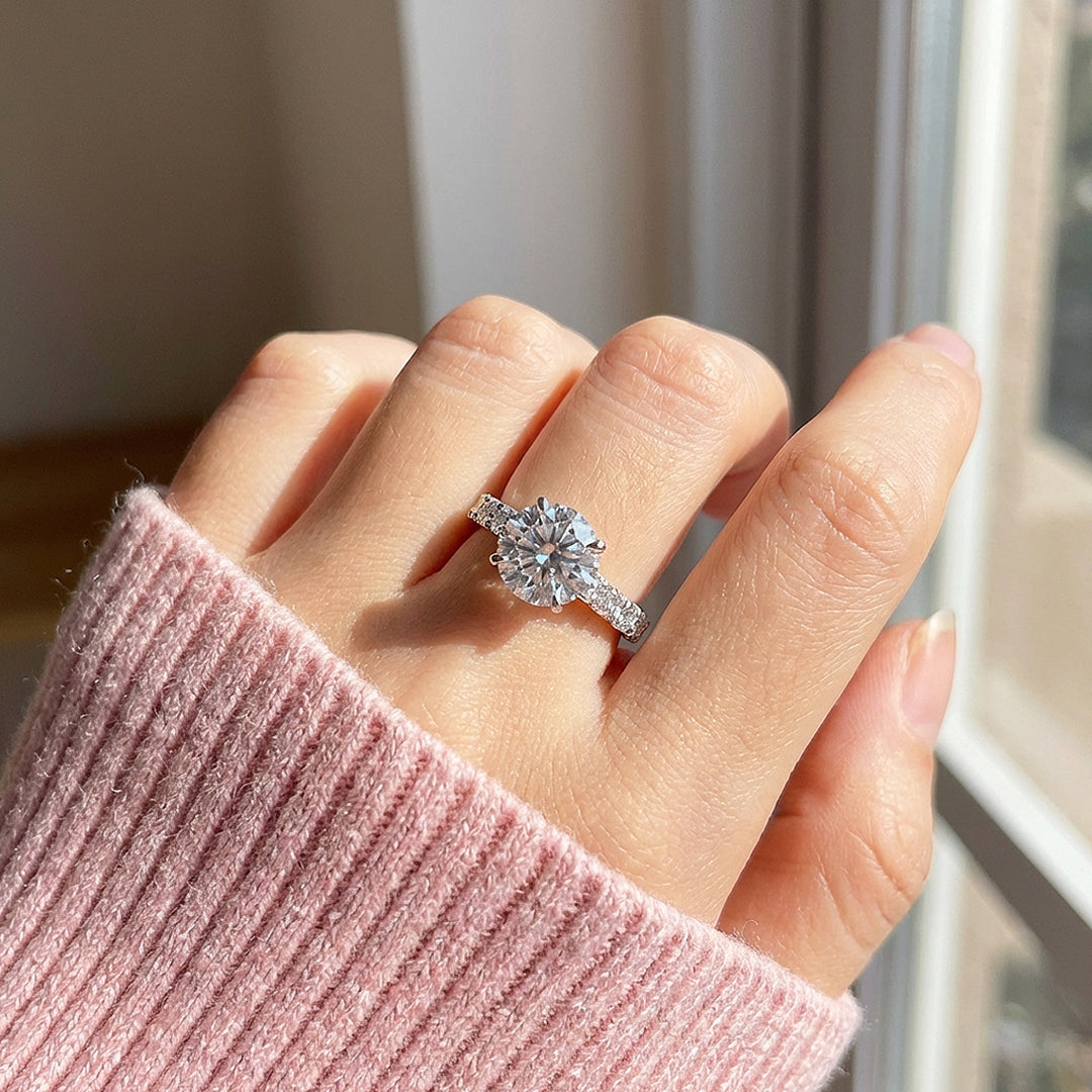 3 Carat Moissanite Halo Ring | 925 Sterling Silver | PRM7111