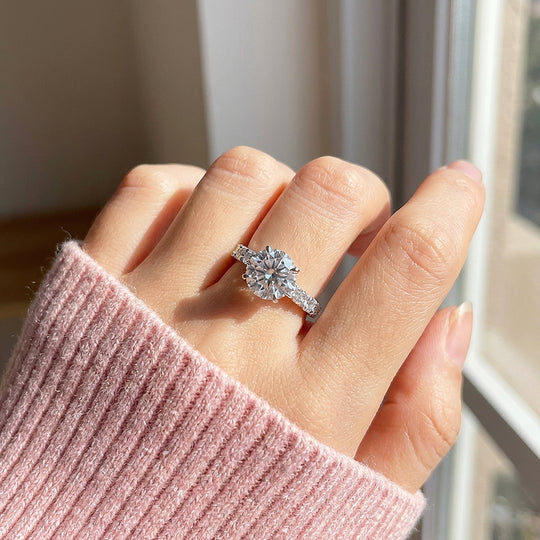 3 Carat Moissanite Halo Ring | 925 Sterling Silver | PRM7111