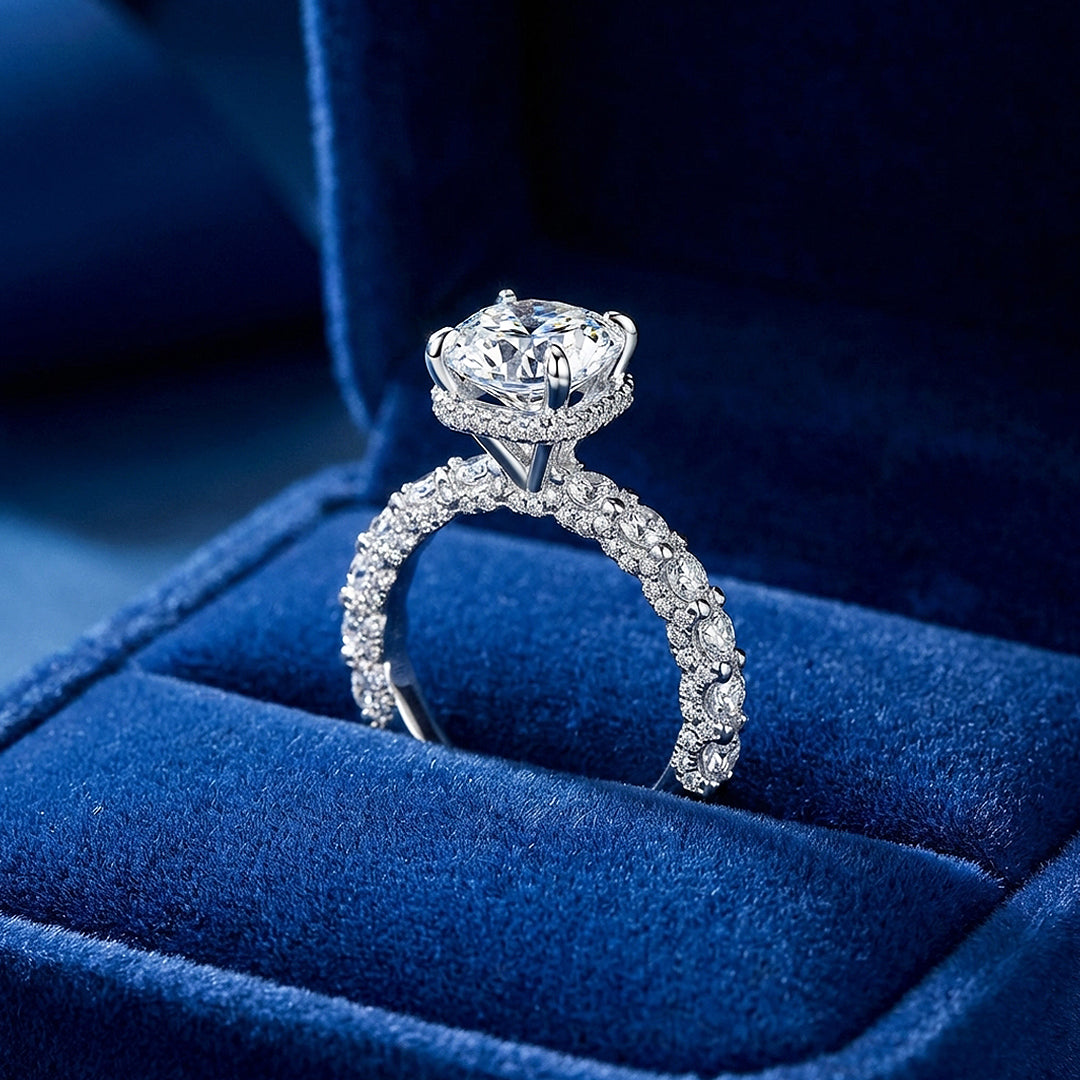3 Carat Moissanite Halo Ring | 925 Sterling Silver | PRM7111