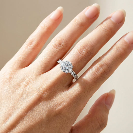 3 Carat Moissanite Halo Ring | 925 Sterling Silver | PRM7111