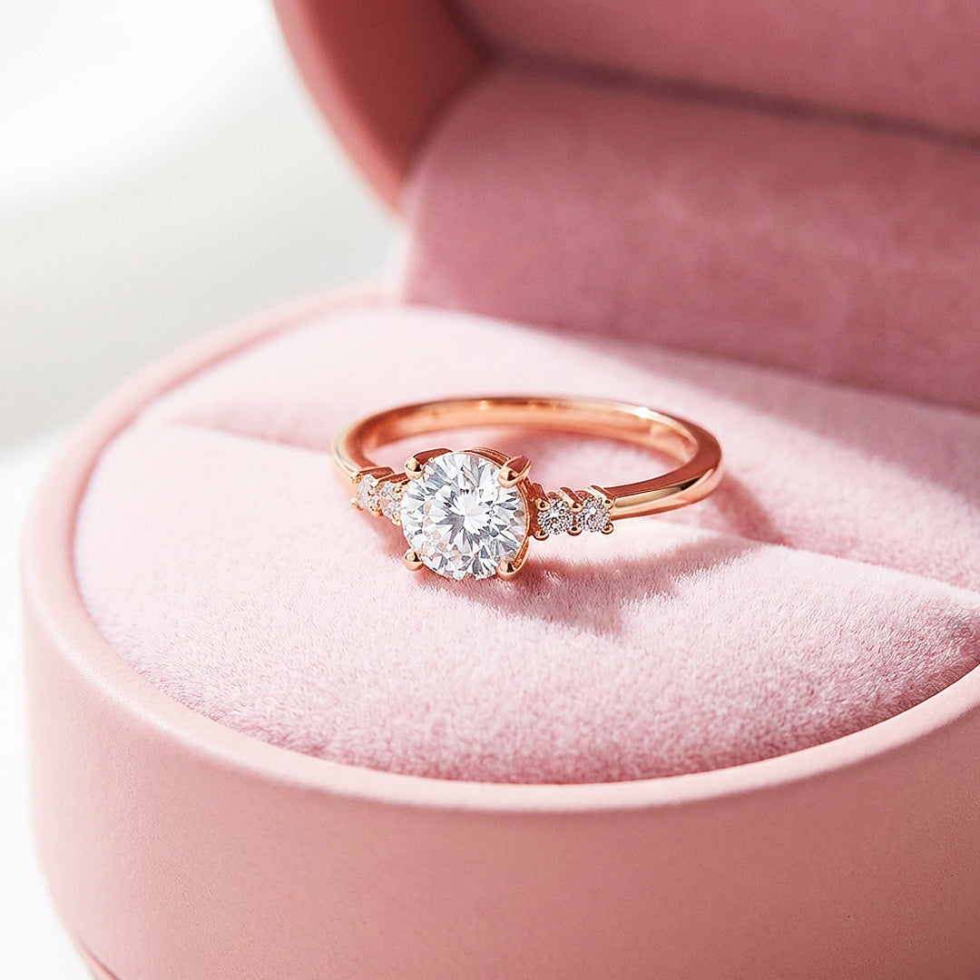 Round Brilliant Cluster Moissanite Ring | 925 Sterling Silver | PRM7117