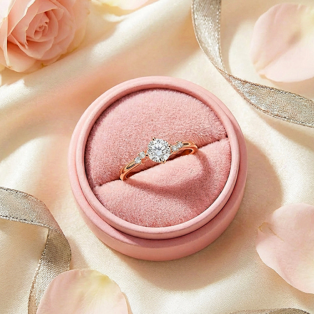 Round Brilliant Cluster Moissanite Ring | 925 Sterling Silver | PRM7117