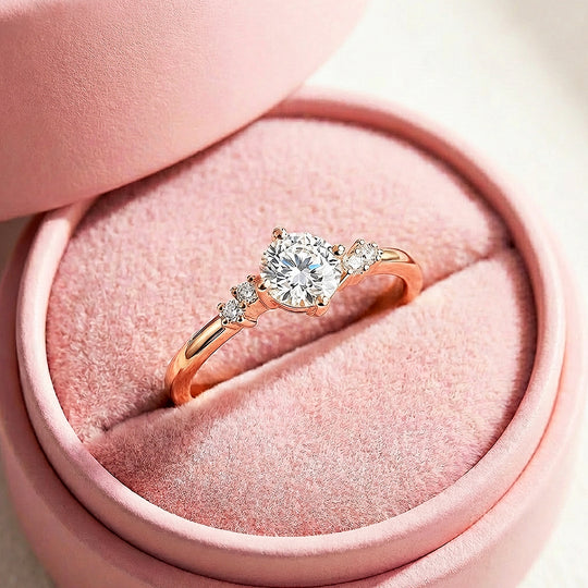 Round Brilliant Cluster Moissanite Ring | 925 Sterling Silver | PRM7117