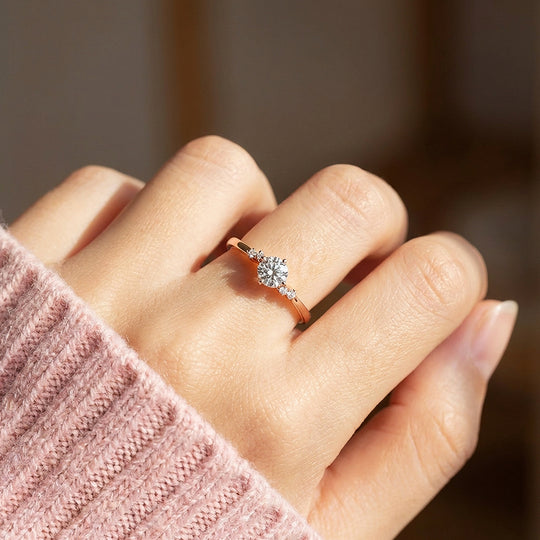 Round Brilliant Cluster Moissanite Ring | 925 Sterling Silver | PRM7117