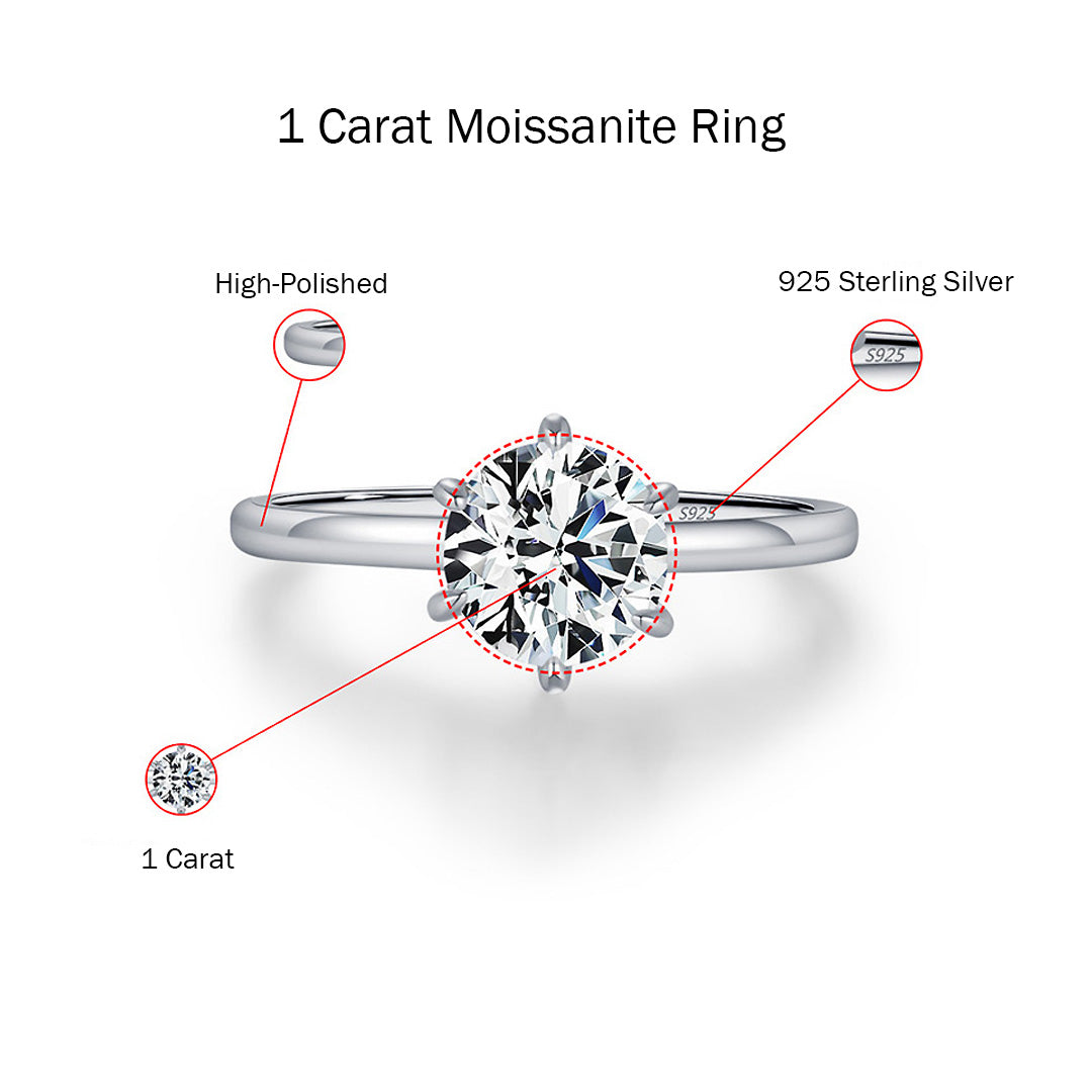 Round Solitaire Ring | 1.00ct | Moissanite | 925 Sterling Silver | Prm7118 - Ring | Singapore Jewellery, Wedding Rings &amp; Gifts | Same Day Delivery | Tiara.com.sg