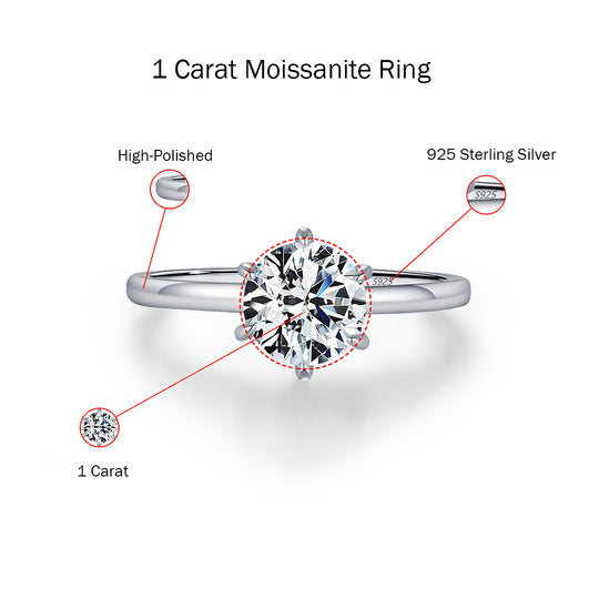 Round Solitaire Ring | 1.00ct | Moissanite | 925 Sterling Silver | Prm7118 - Ring | Singapore Jewellery, Wedding Rings &amp; Gifts | Same Day Delivery | Tiara.com.sg
