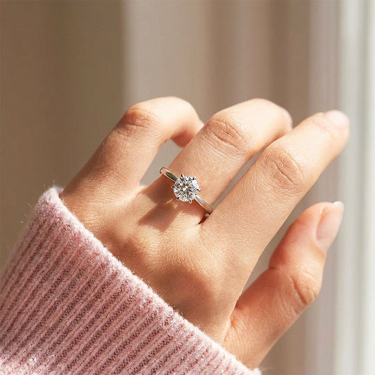 1 Carat Moissanite Solitaire Ring | 925 Sterling Silver | PRM7118