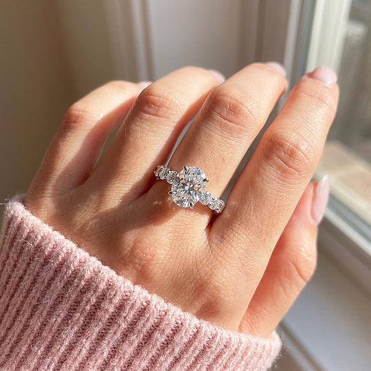 Oval Cut Moissanite Solitaire Ring | 925 Sterling Silver | PRM7119