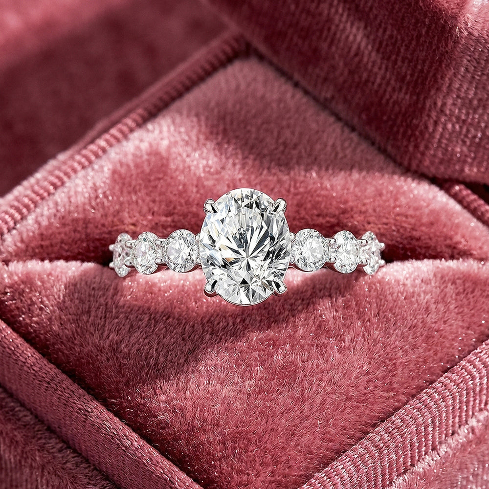 Oval Cut Moissanite Solitaire Ring | 925 Sterling Silver | PRM7119