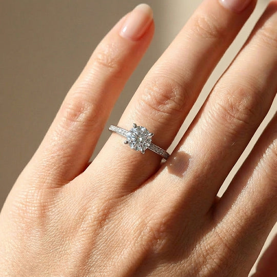 Round Solitaire Pavé Women Ring | 925 Sterling Silver | PRM7121