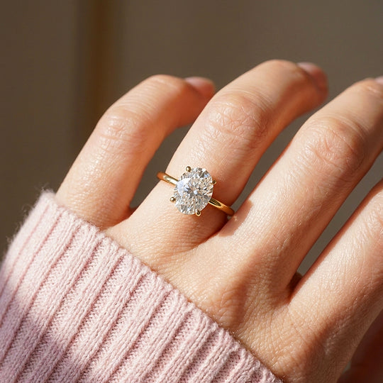 Oval Solitaire Moissanite Ring | 925 Sterling Silver | PRM7123